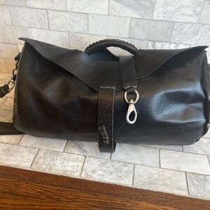 Black leather handmade carry on luggage
